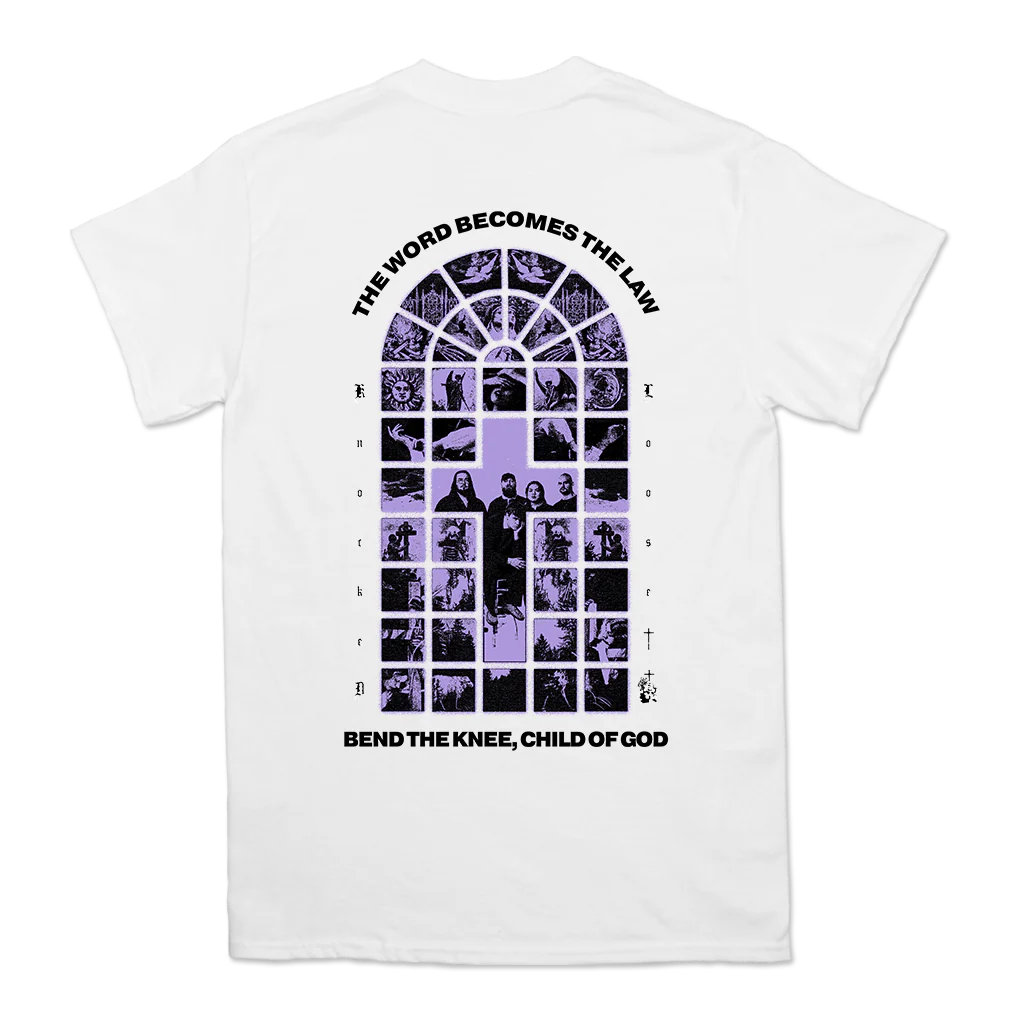 KNOCKED LOOSE PURPLE CROSS WHITE TEE - Image 3